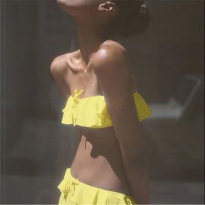 Maryam Nassir Zadeh coco yellow ruffle bikini